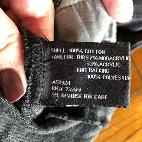 Dennis Basso Mob Wife Dark Denim Faux Fur Trim Jean Jacket - L - Picture 14 of 14